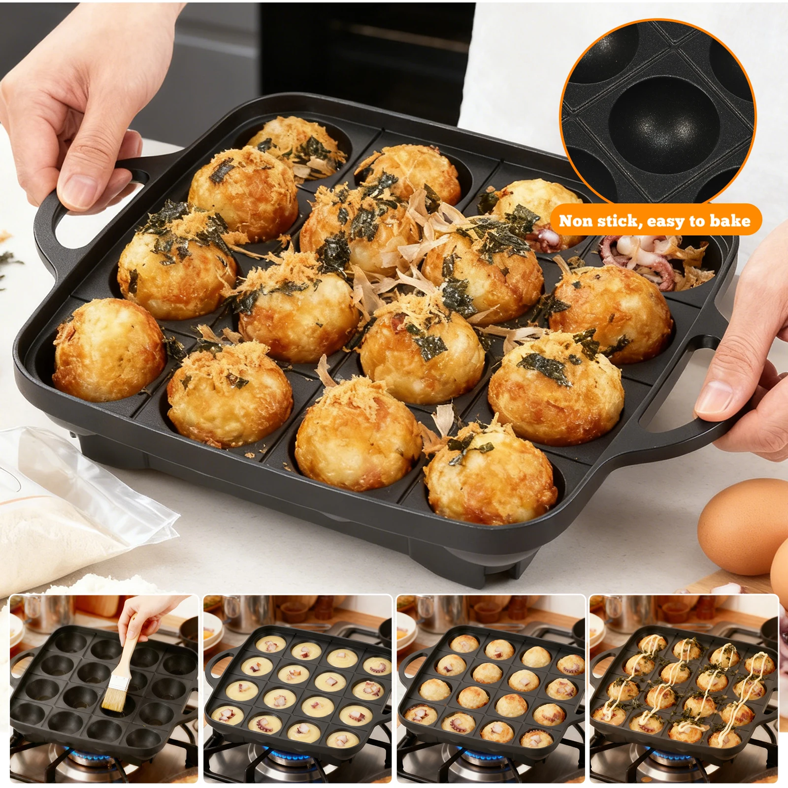 16 Holes Takoyaki Pan Cast Alu - Takoyaki Grill Plate avis et prix
