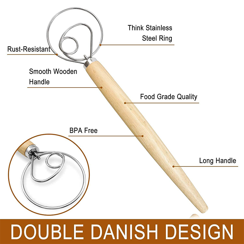 Large Hand Danish Dough Whisk  - Danish Pancake Pan avis et prix