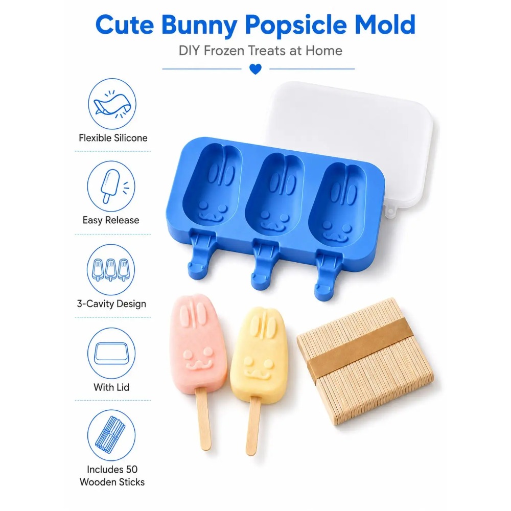 1pc 3-Cavity Silicone Popsicle - Bunny Cake Mold avis et prix