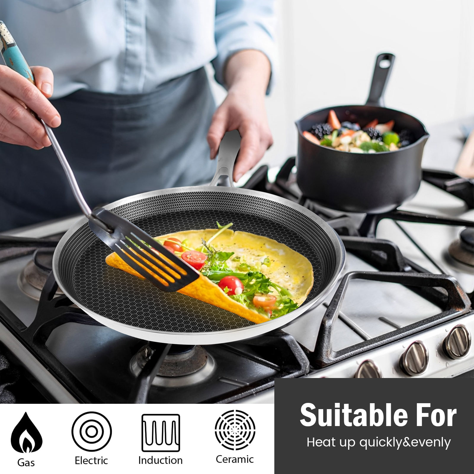 Stainless Steel Frying Pan Non - Danish Pancake Pan avis et prix