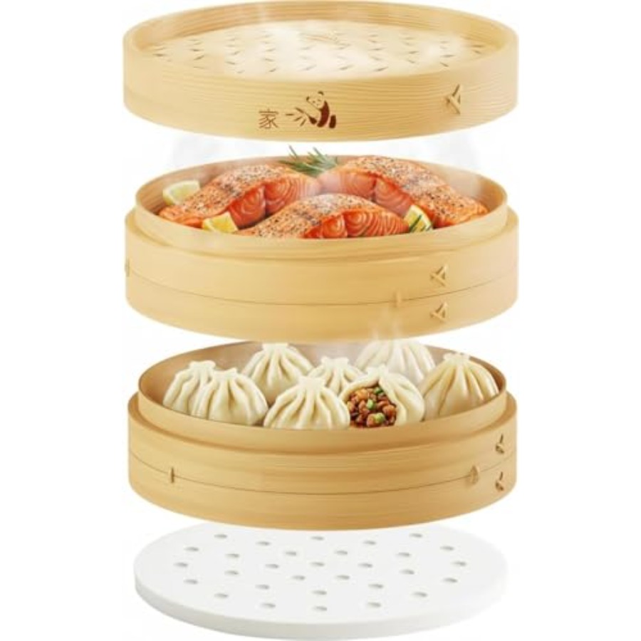 Bamboo Steamer Basket - 2-Tier - Bao Steamer Bamboo avis et prix