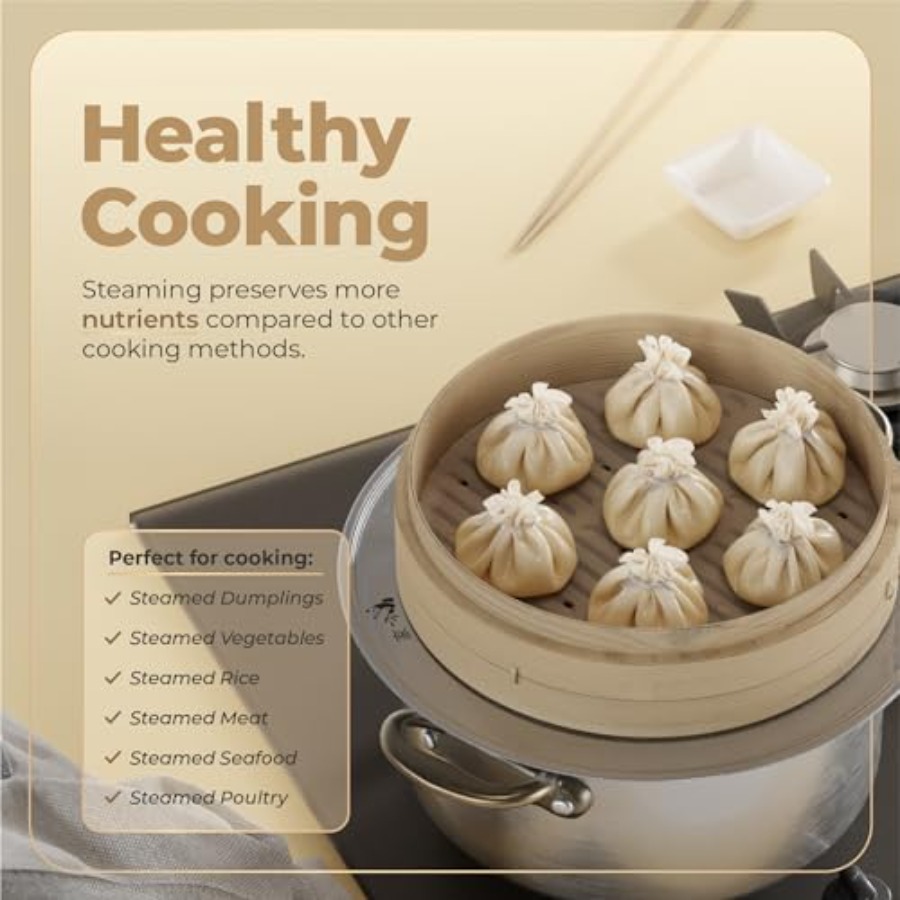 Bamboo Steamer Basket - 2-Tier - Bao Steamer Bamboo avis et prix