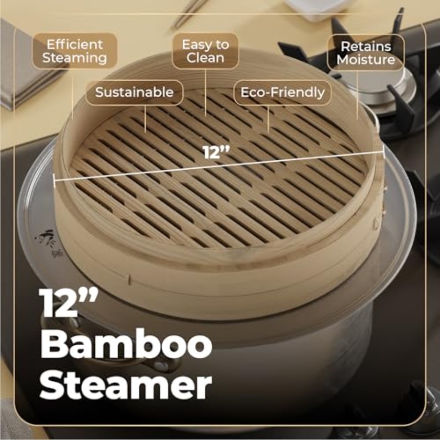 Bamboo Steamer Basket - 2-Tier - Bao Steamer Bamboo avis et prix