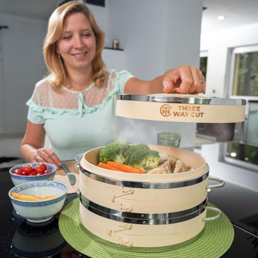 2-tier 10 Bamboo Steamer with  - Bao Steamer Bamboo avis et prix