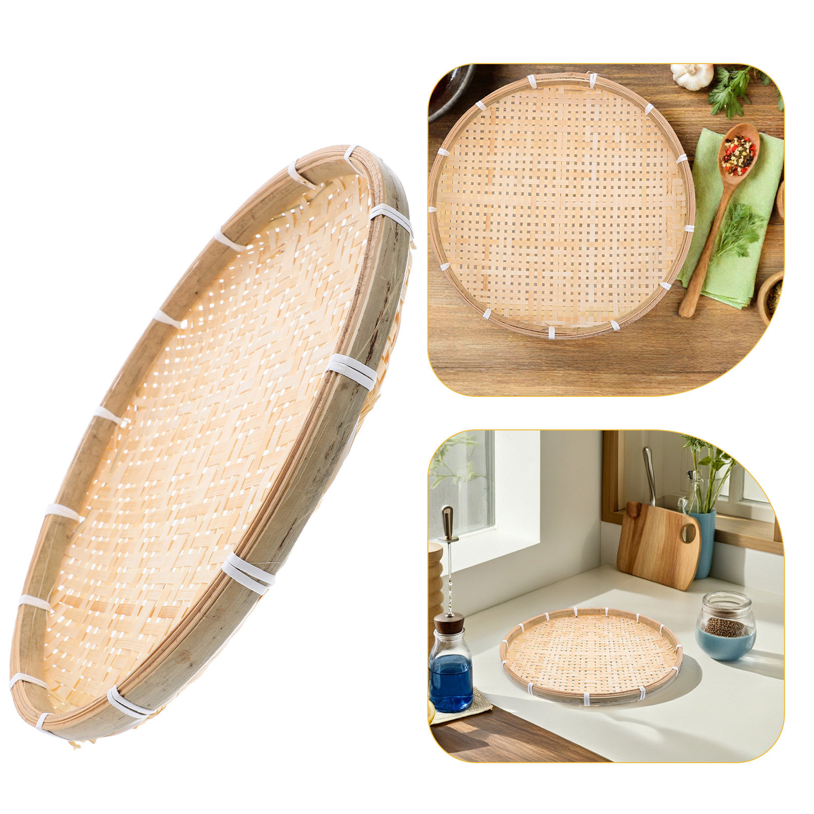 35Cm Round Bamboo Sieve Basket - Dim Sum Basket avis et prix