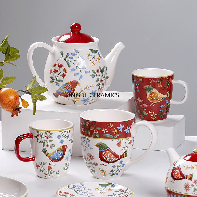 1pc European Ceramic Red Flowe - Dim Sum Basket avis et prix