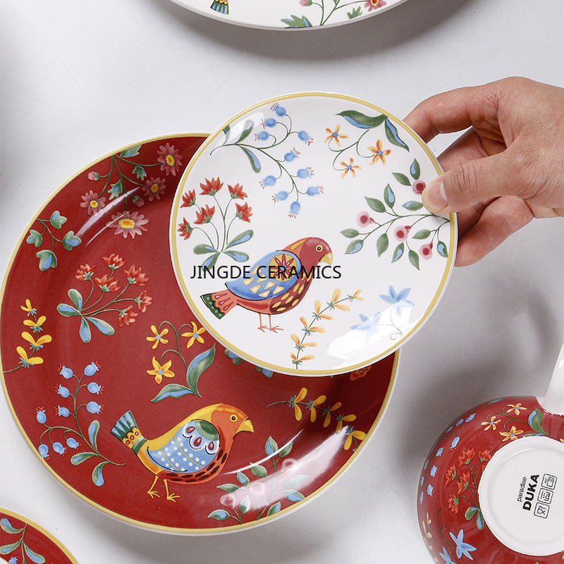 1pc European Ceramic Red Flowe - Dim Sum Basket avis et prix