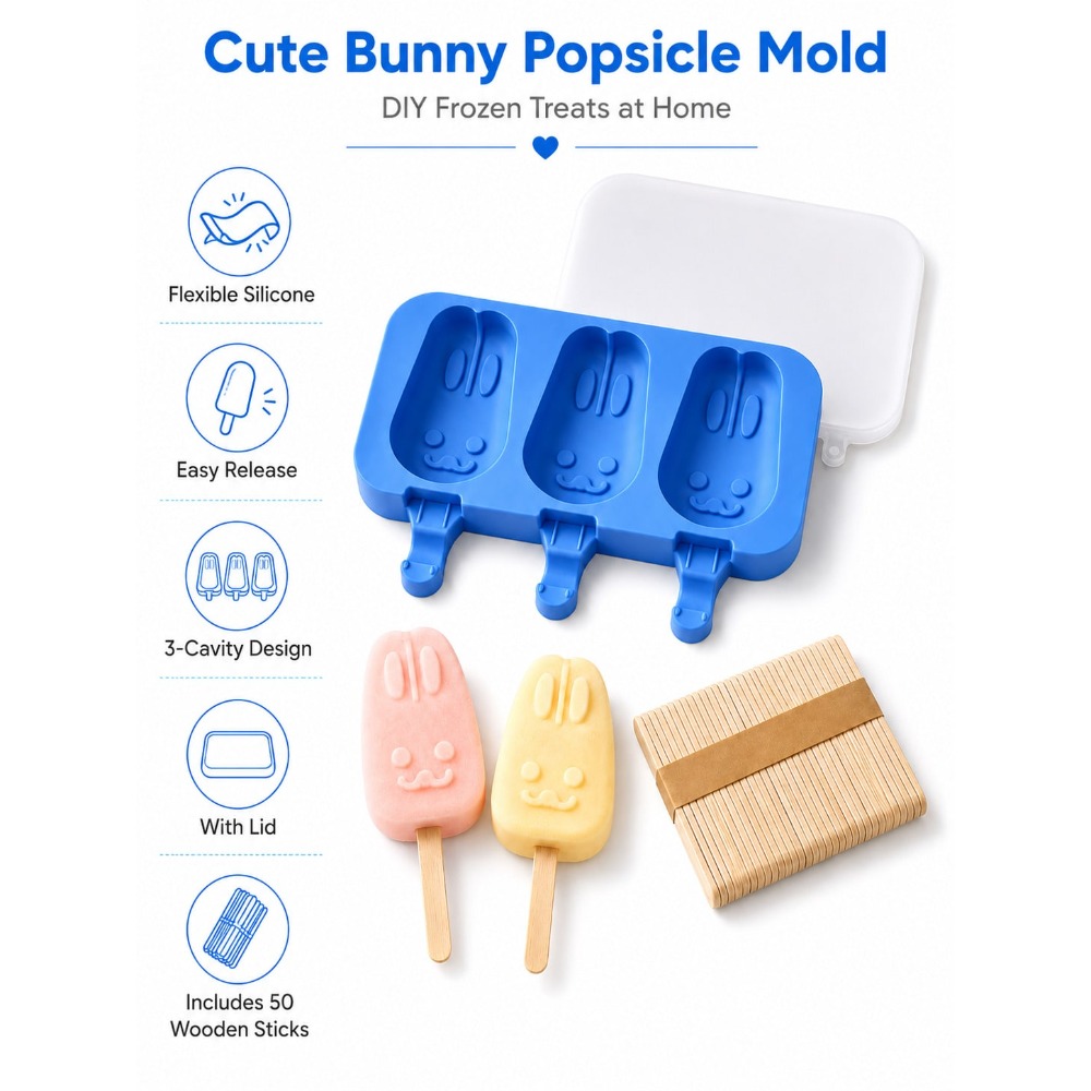 1pc 3-Cavity Silicone Popsicle - Bunny Cake Mold avis et prix