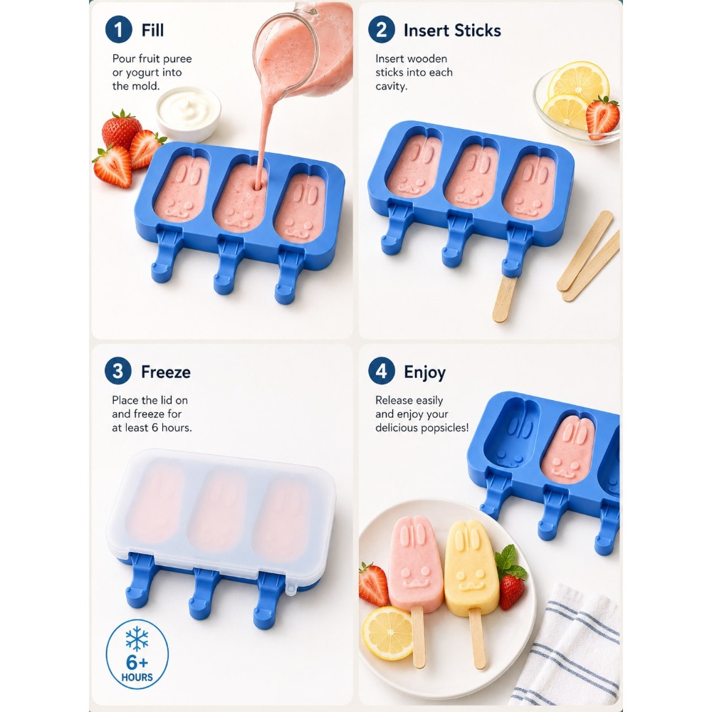 1pc 3-Cavity Silicone Popsicle - Bunny Cake Mold avis et prix